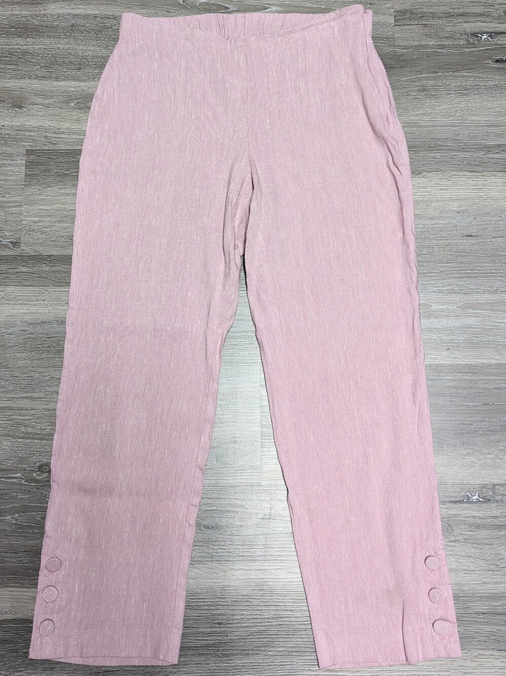 J. Jill Mauve Linen Stretch Capris Size XS Ankle Button Detail